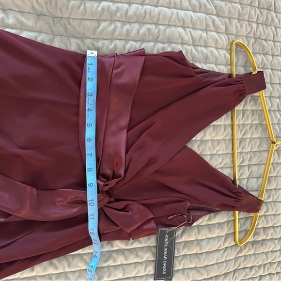 Jones Wear Dress Burgundy Cocktail dress with satin bow. Midi Dress Size 6 NWT - Picture 11 of 14